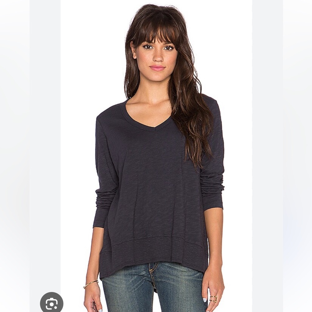 Wilt Asymmetrical Cotton Terry Long Sleeve Tunic Top